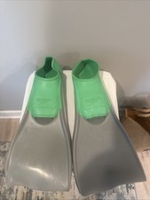 Speedo Unisex Adult Swim Training Fins Rubber Long Blade Size S 5-6 Green/Grey