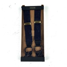 COACH Men's Suspenders Braces Navy Blue Brocade NIB Brand New