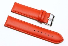 Cinturino orologio vera pelle liscia semi imbottito arancione ansa 22mm