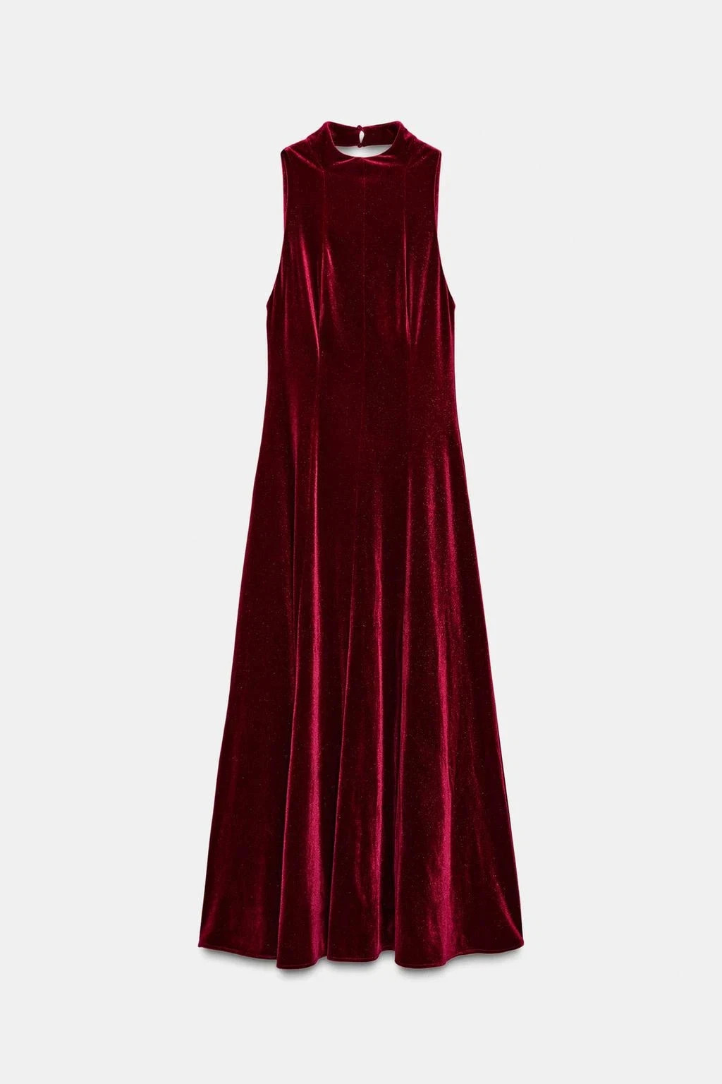 Zara Burgundy Velvet Midi Dress Size M Ref 9934/854/605 RRP £39.99 thumbnail 5