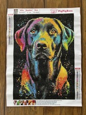 Completed Neon Labrador Retriever Diamond Art Painting 12  x 15.75  