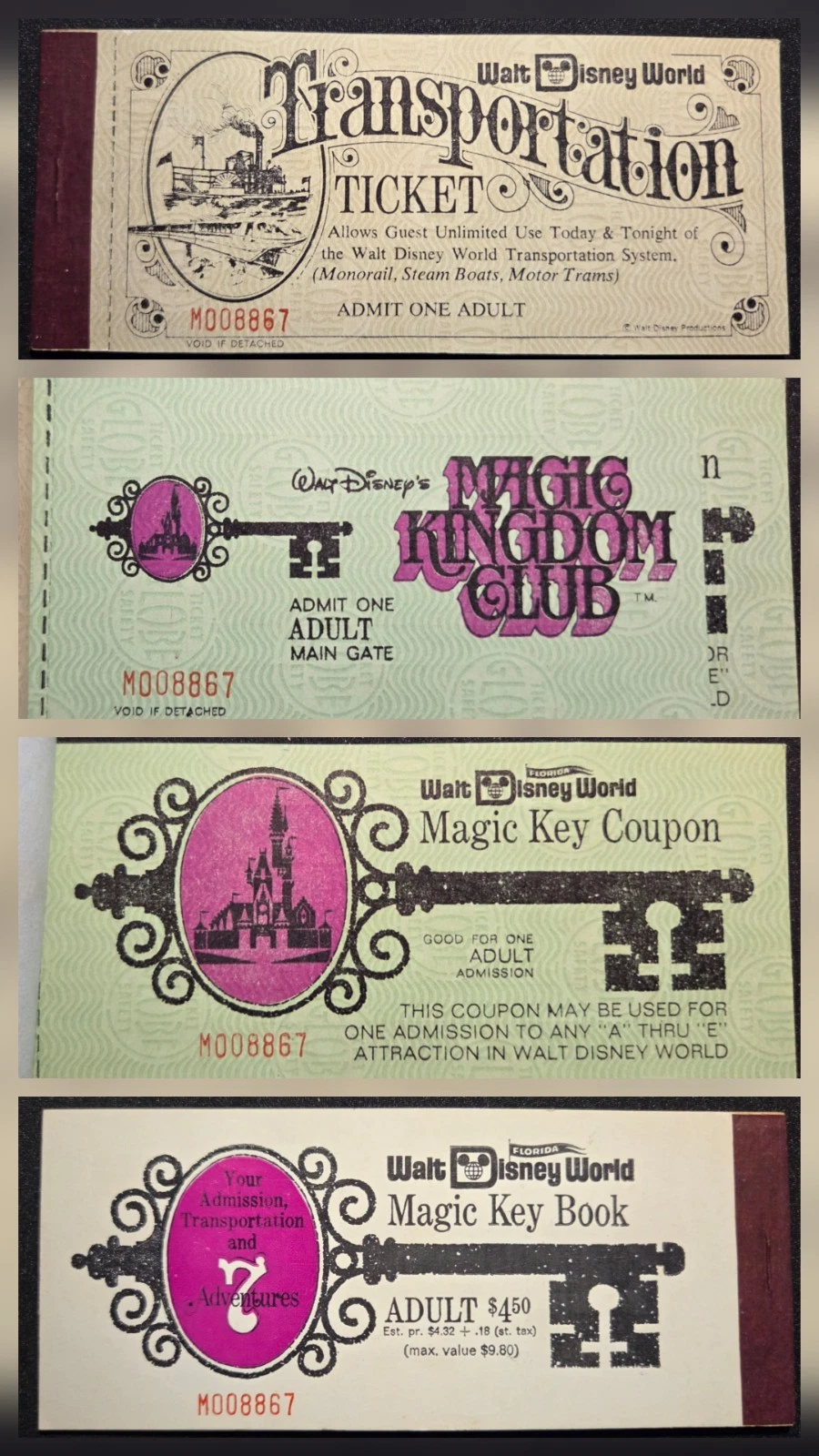 Oct 1971 Walt Disney World Opening Day Adult Admission Magic Key Ticket Book