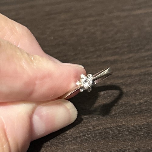 Antique 14k SOLID White Gold Tiny Diamond Solitaire Vintage 585 Ring Size 5.25 - Picture 8 of 15