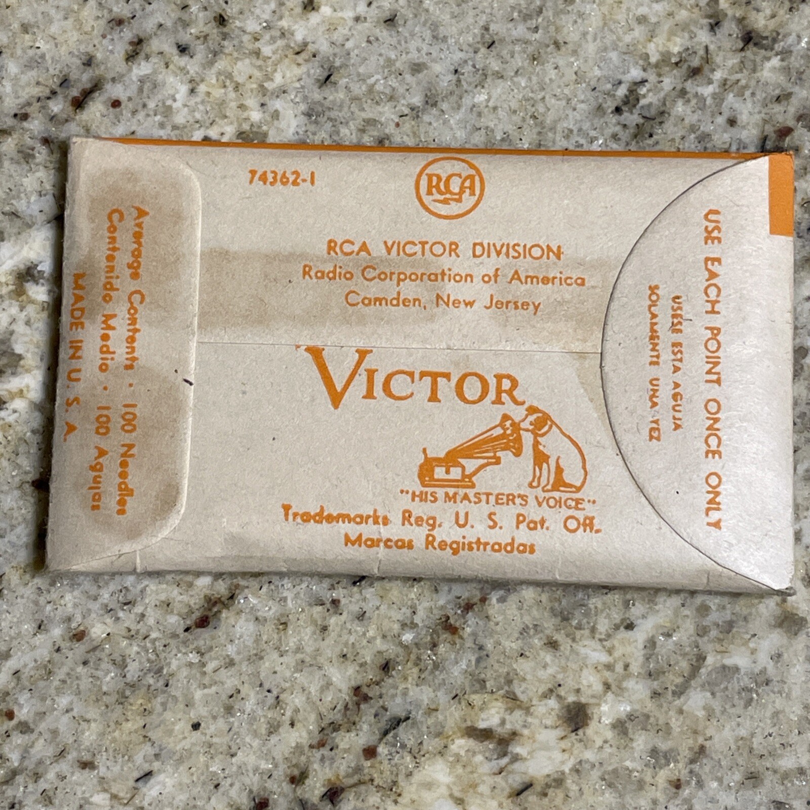 NOS Vintage RCA Victor 100 Steel Needles Per Packet / Unopened Package FULL TONE