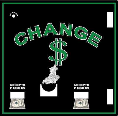 Change machine decal fits American Changer 6000 6001 (recent style high cup)
