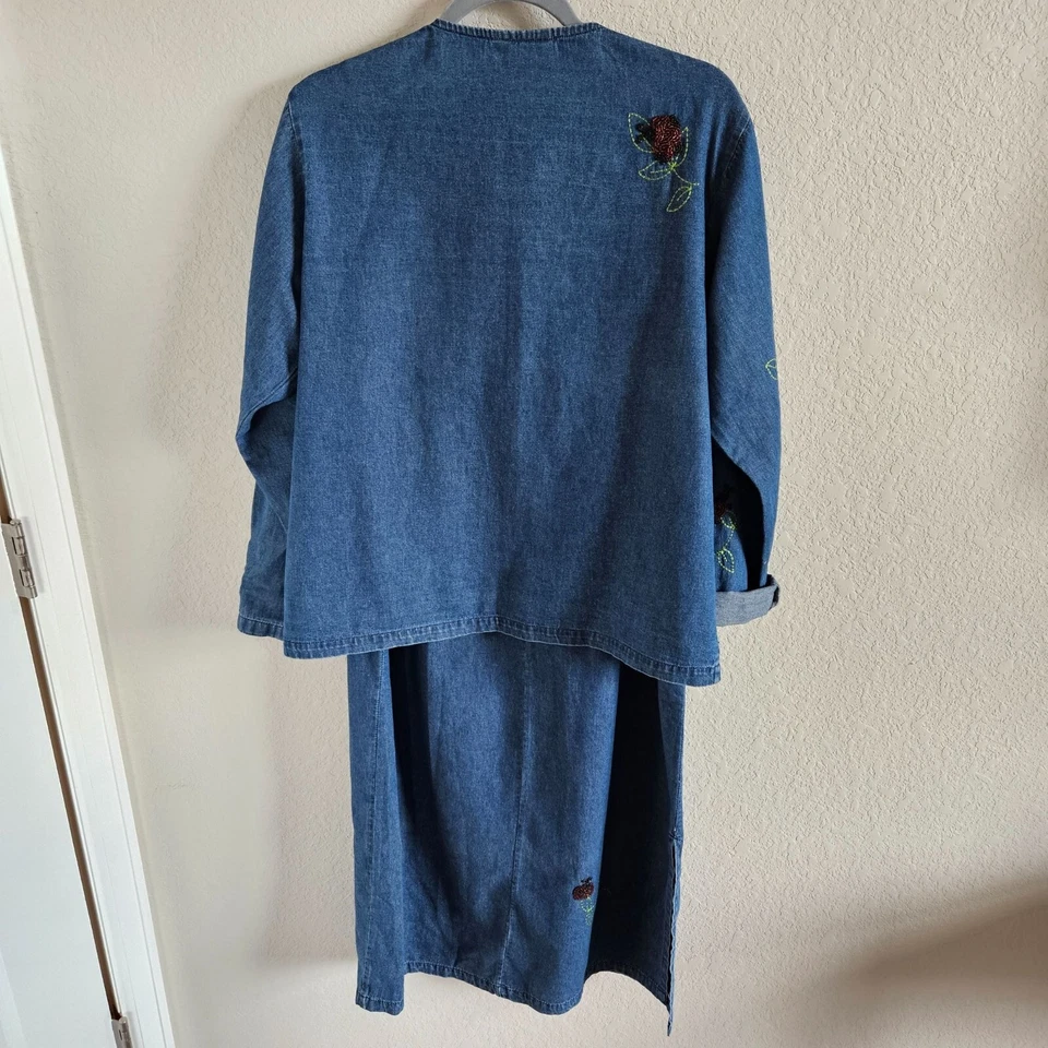 Quacker Factory Vintage Woman Size M Maxi Skirt Jacket Set Y2K 90's Lady Bugs - Image 2 of 4