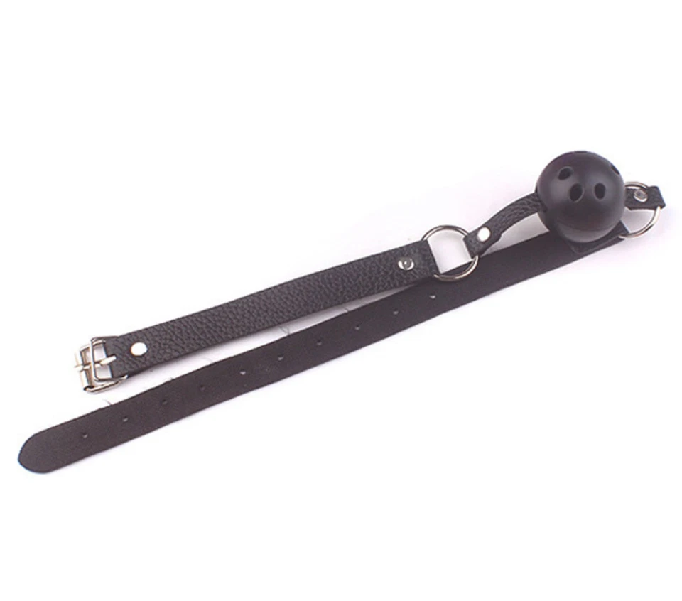 PU Leather Harness Belts Open Mouth Ball Gag Bondage BDSM Oral Plug Breathable - Image 4 of 4