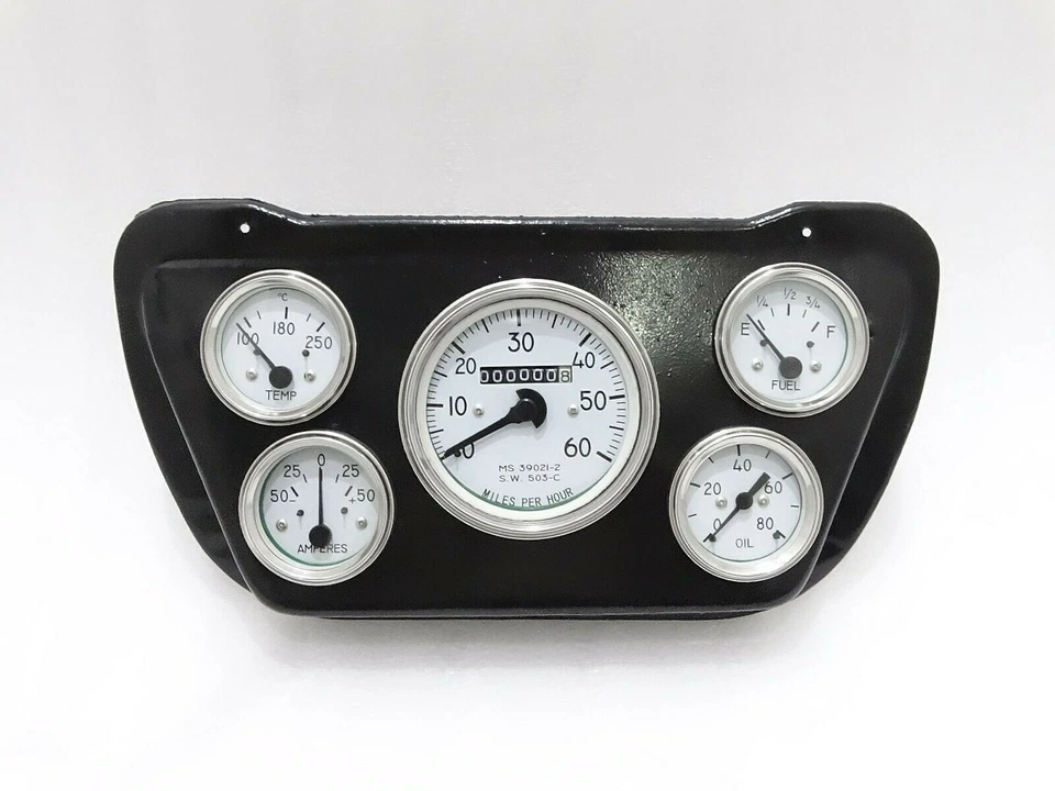 Para NUEVO WILLYS JEEP COMPLETO CARA BLANCA VELOCÍMETRO MONTAJE PLACA NEGRA #G441 Foto 2 de 4