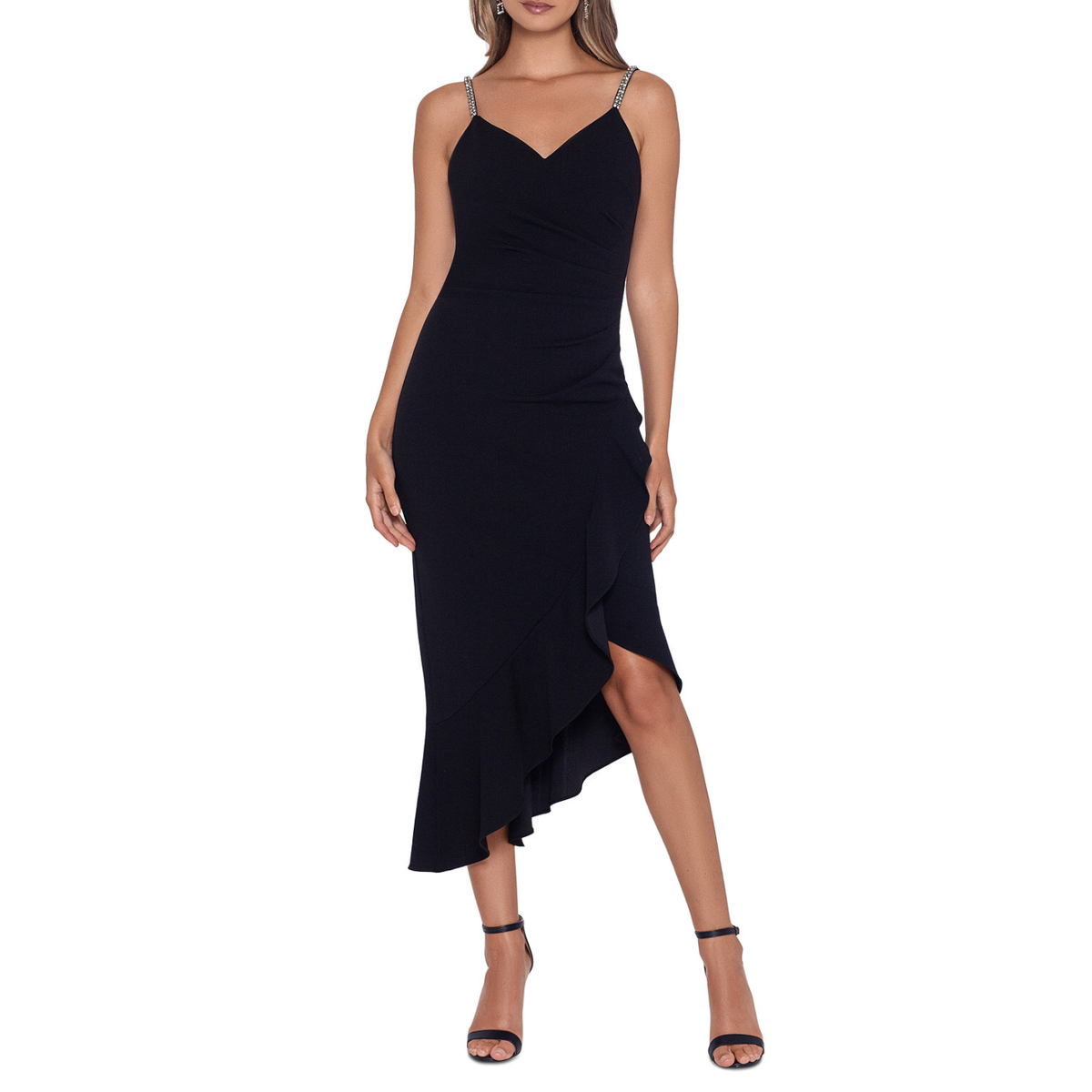 navy blue dress for baby girl Midnight Sun Asymmetrical Strap Maxi Dress Apricot main image 0