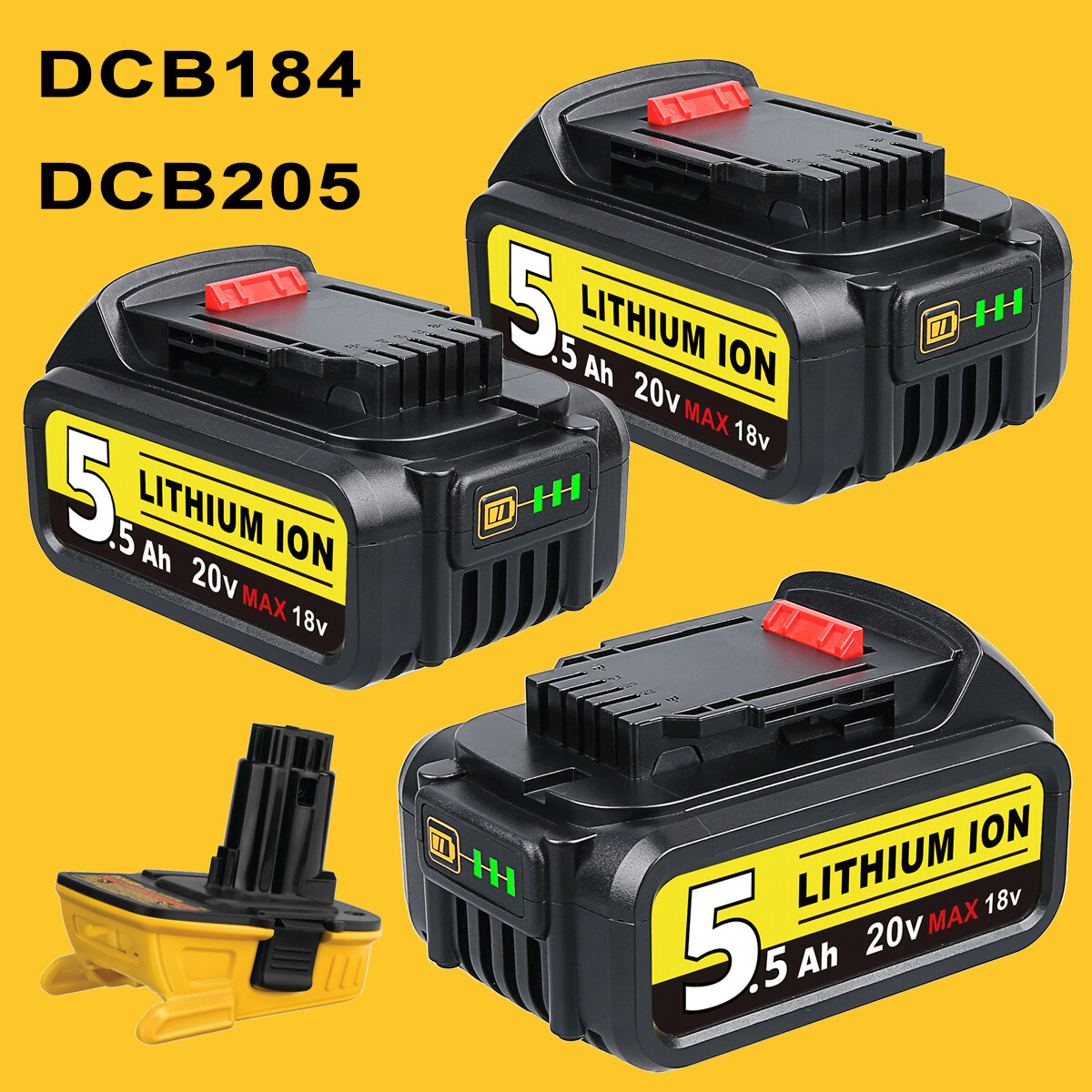 NEW For Dewalt DCB184 18V Li-Ion 5,5Ah Max Slide Battery Pack with LED  Display