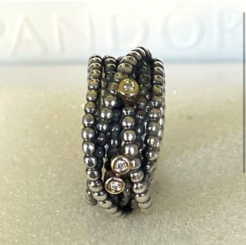 Pandora Sterling Silver Entangled Beauty Ring Diamonds, 14k Gold Size 5 - Picture 2 of 5