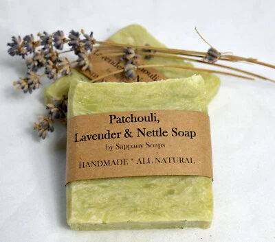 Handmade Organic ingredients Natural Patchouli Lavender Nettle Soap