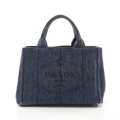 PRADA CANAPA Mini Tote Handtasche BN2439 Denim Navy Gebraucht