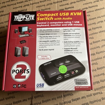 Tripplite Compact USB KVM Switch With Audio.
