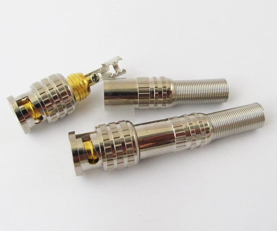 10pcs BNC Male Metal Screw Plug Gold Pin w/spring for CCTV Video RG59 RG6 Cable - Image 4 of 4