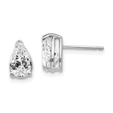 9mm 14k White Gold 8x5mm Pear Cubic Zirconia Earrings