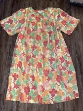 Go Softly Patio Dress Womens Large Multi Color Floral Mumu Short Sleeve Pockets