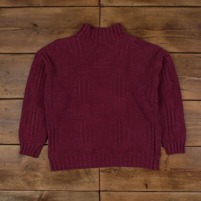 Vintage Gap Pullover Pulli L Geometrischer 3D Druck Damen High Neck Rosa