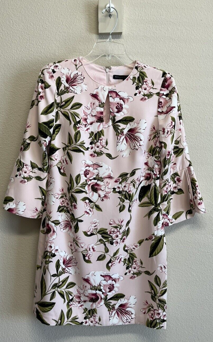 White House Black Market 3/4 Sleeve Pink Floral Sheath Dress Size 2 Women's NEW