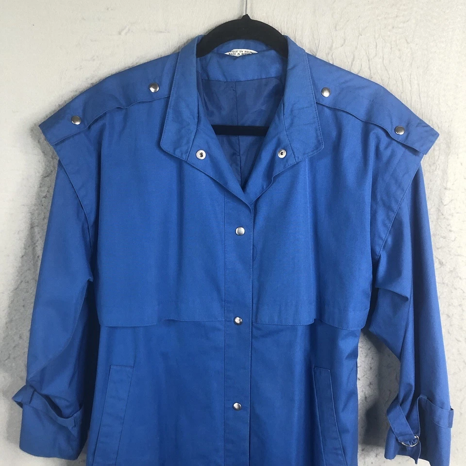Vintage Western Duster  Womens 8 Blue Trench Cowboy Core Ranch Rodeo Outback - Image 3 of 4