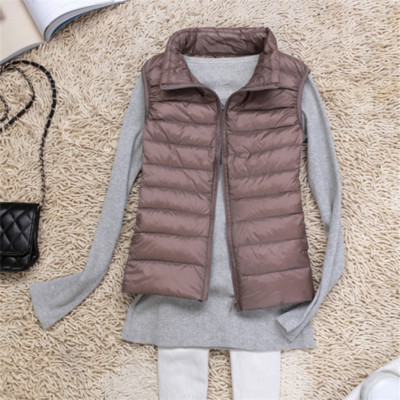 Women Stand collar winter Ultra Light 90% Duck Down Vest Coat Sleeveless Jacket