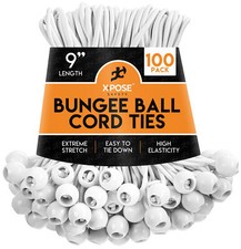 9" White Ball BUNGEE Cord Tarp Bungee Tie Down - 100 pack