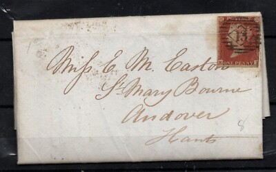 1853 1d red imperf cover (entire) to Andover (ltr re Debt & Legacy Duty) WS27853