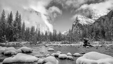 Landscape nature trees river snow mountains clouds ice Custom Gaming Mat Desk