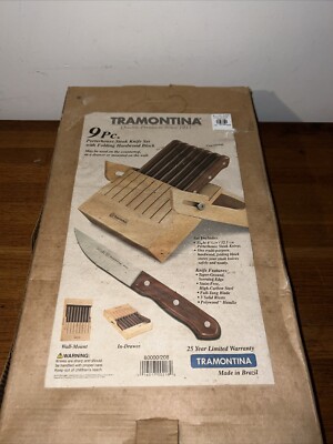 Tramontina 9pc Porterhouse Steak Knife Set With Folding Block NEW!