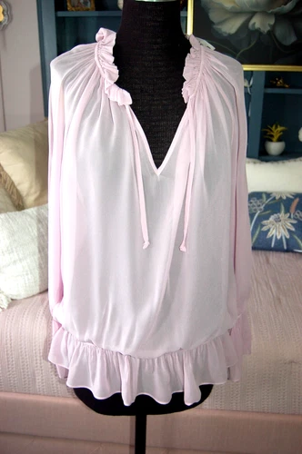 Women's Romantic Poets Blouse Sz L Pale Lilac NWT Sheer
