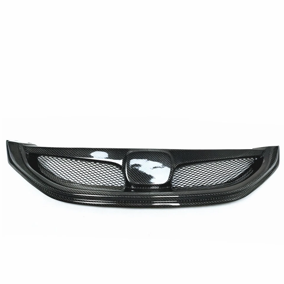 Parrilla de parachoques delantera de fibra de carbono para 2013 2014 2015 noveno Honda Civic sedán SI negro Foto 3 de 4