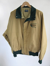 Holloway Khaki Tan Full Zipper Lightweight  Jakcet Size XL Made In USA Vintage