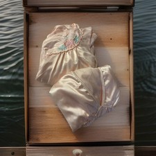 Vintage Barbizon Peignoir Nightgown with Robe Sz XL Pink Embroidery 2 Pieces