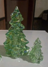 Mosser Glass~ Christmas Tree Set  Of 2~Apple Green ~  SPECIAL 