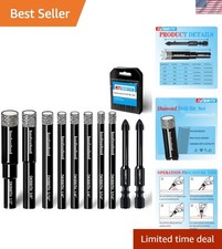 10 Pack Dry Diamond Drill Bits  Tile Drill Bit Set for Ceramic, Porcelain, M...