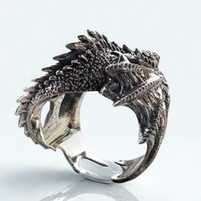 Anillo Ala Dragón Gótico Ajustable Vintage Punk Fantasía Distintiva Joyería