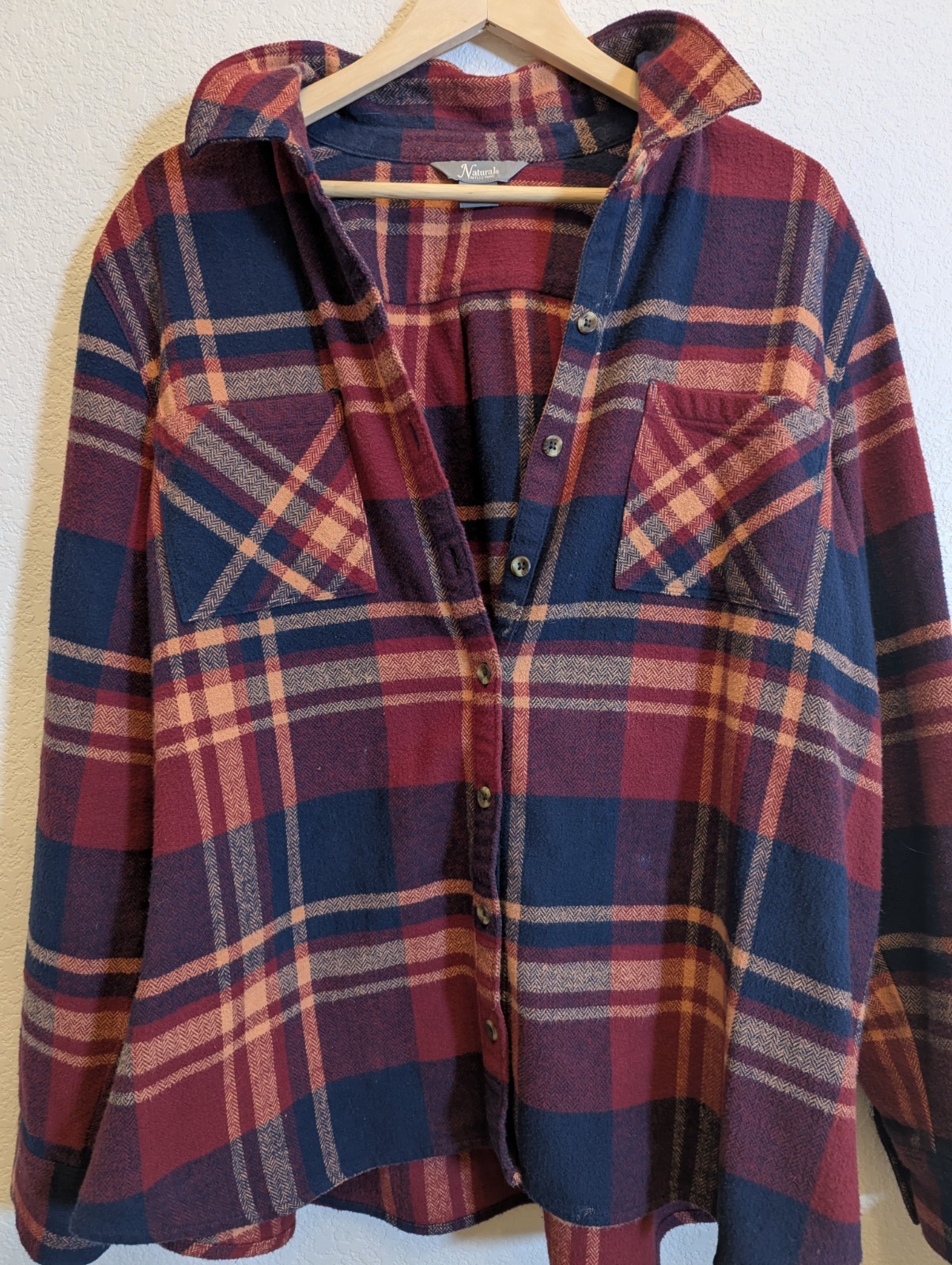 Naturale Reflections Women’s XL Cotton Flannel Shirt Jacket Shacket Plaid Button