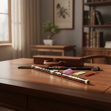 Elegant Rosewood Dizi Flute in C Key with Velvet Bag  Glue   Professional Use