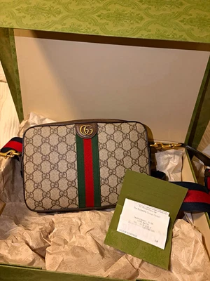 Gucci GG  Umhängetasche Crossbody Beige Webstreifen grün/rot RV - Bild 1 von 4
