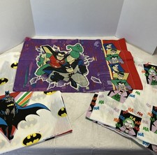 Vintage Batman Robin Joker Twin Sheet Set Flat, Fitted, Pillowcase 1989 Bedding