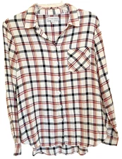 Plaid Button-Down Shirt - Alexander Jordan Womens Size M - Rayon Fabric button u