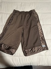 PRO CLUB Men's Brown Mesh Athletic Basketball Shorts, Elastic Waist
