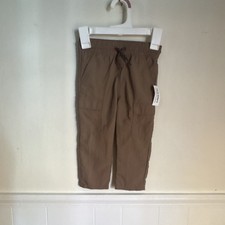 Old Navy Boys Brown Solid Cargo Pants Cotton Drawstring Elastic Waist Pockets