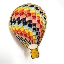 Vintage 80s Chicken Hot Air Balloon Enamel Brooch Lapel Pinback Fashion Jewelry