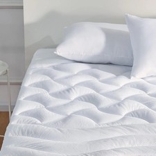 SLEEP ZONE Mattress Topper Full Size Mattress Pad Cooling Quilted Fitted White