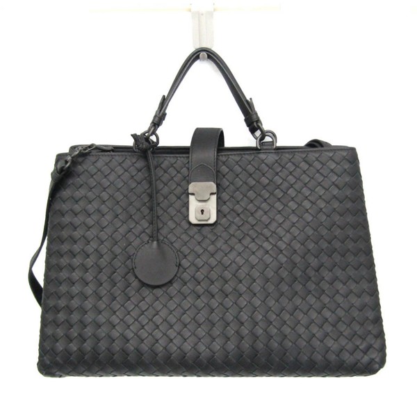 Bottega Veneta Intrecciato Rome Leather Handbag,Shoulder Bag Black BF580132