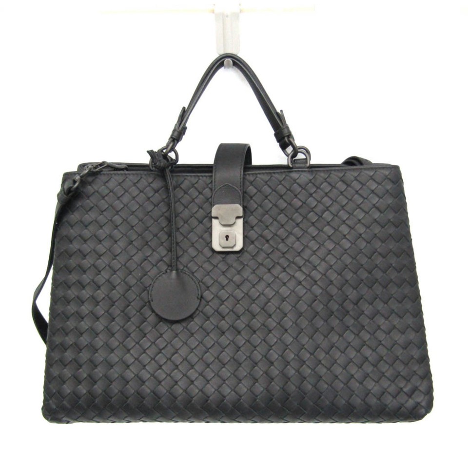 Bottega Veneta Intrecciato Rome Leather Handbag,Shoulder Bag Black BF580132