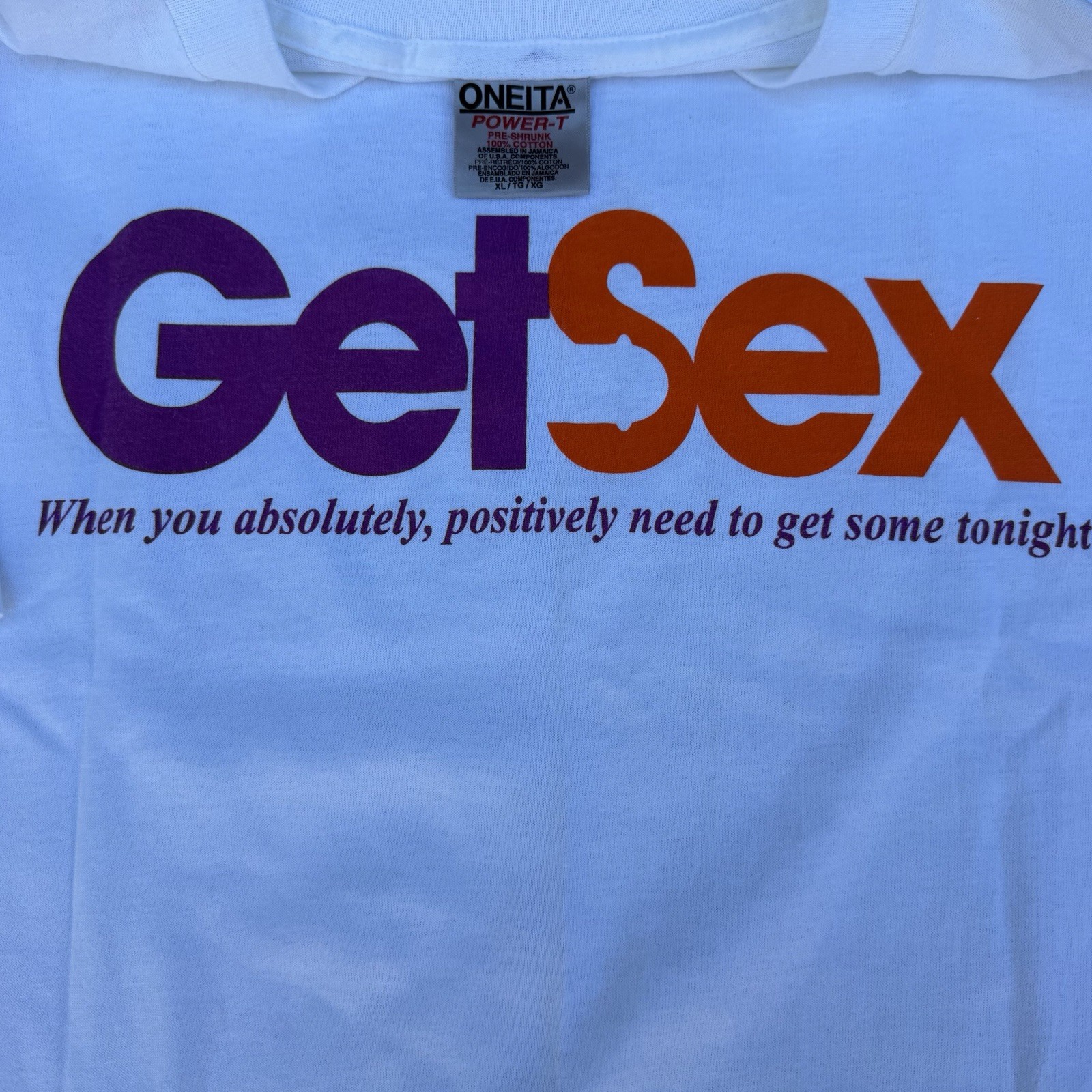 Vintage 90s FedEx Get Sex Parody Tee T-Shirt XL RARE