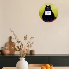 Fat Cat Aluminum Wall Art - 8x8 Inch Round Decorative Sign with FEED ME Design,