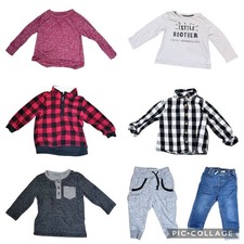 Mixed Brand Toddler Boys Bundle 18M Plaid Fleece Henley Joggers Jeans 7pc Set
